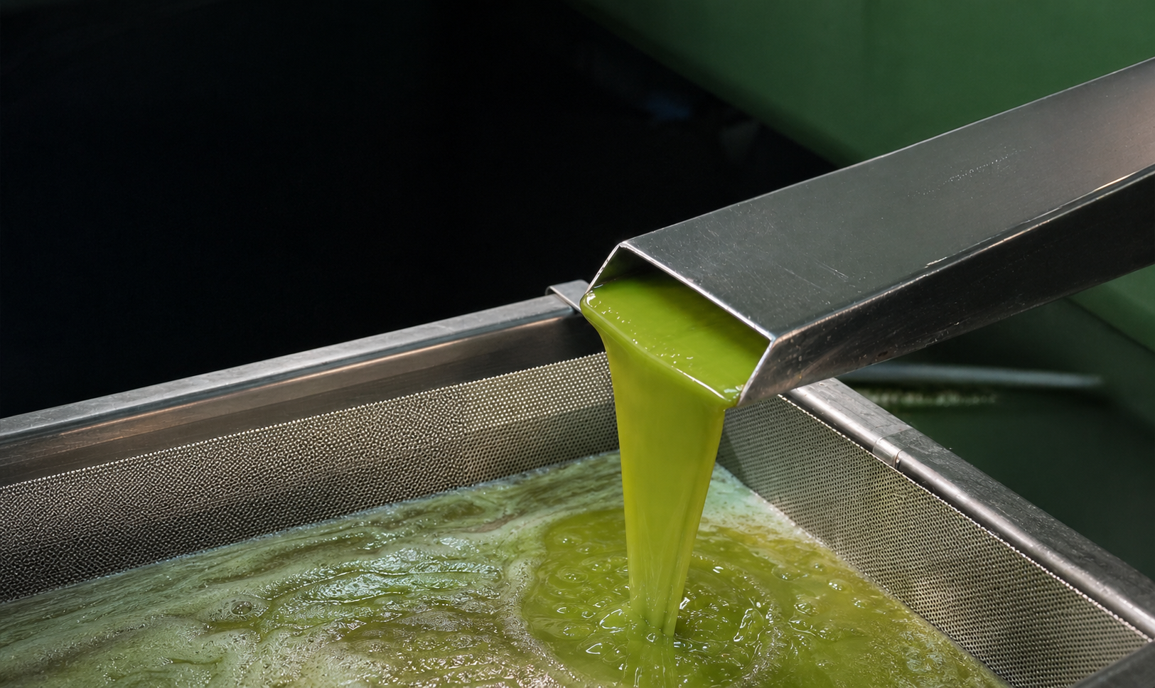 Fresh olive oil flowing from the press